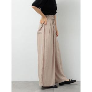 パンツ 麻レーヨンワイドイージーパンツ レディース