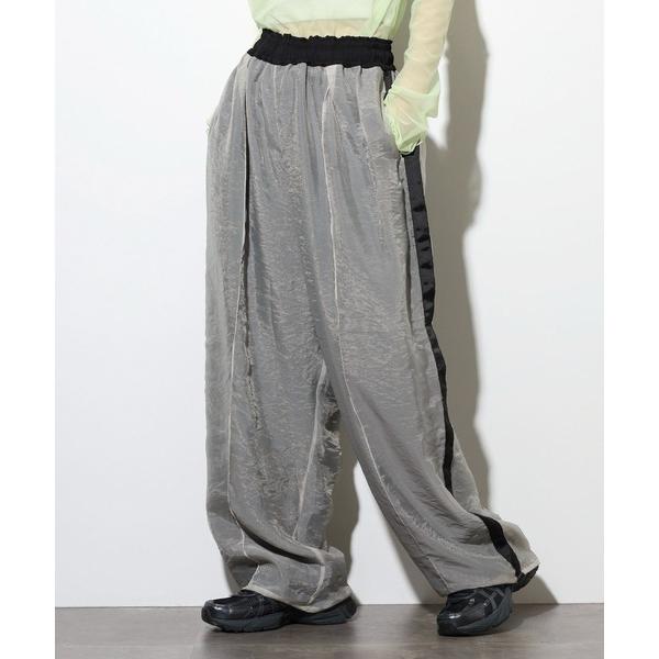 パンツ レイヤードオーガンジーラインパンツ レディース