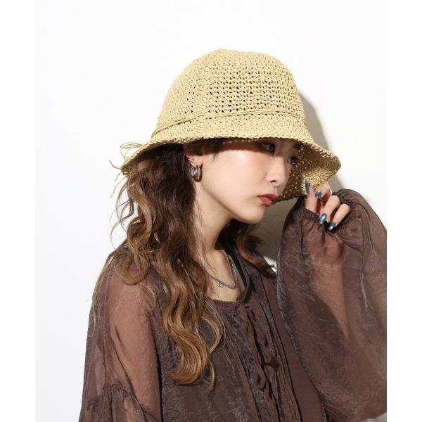 帽子 ハット 縄編み クロシェ バケットハット レディース