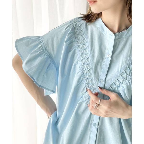 「Java」 半袖ブラウス LARGE ブルー レディース