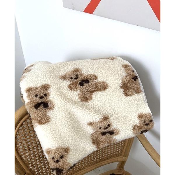 ブランケット くまさん柄 もこもこ ボア ブランケット