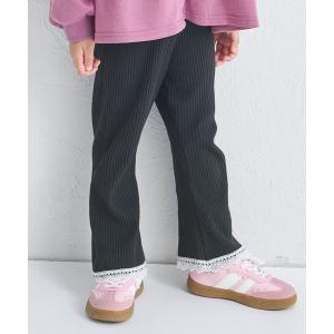 パンツ 「リブコットン100」裾レース フレア ...の商品画像