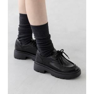 ローファー オイルレザー調 レースアップ シューズ レディース