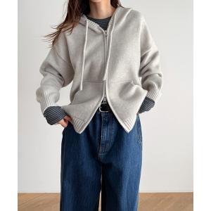 ニット セーター El mar　ソフトニットZIPパーカー レディース