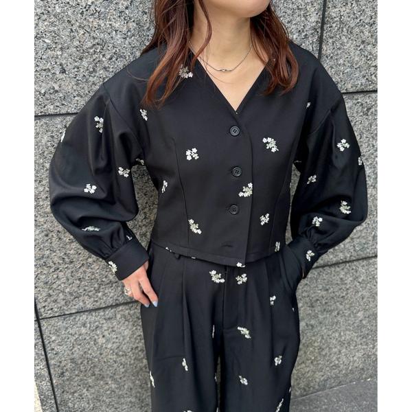 ブラウス シャツ 「セットアップ可」刺繍クロップドシャツ レディース