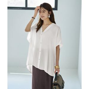 tシャツ 「LUXE」楊柳ゆったりVネックブラウスB レディース