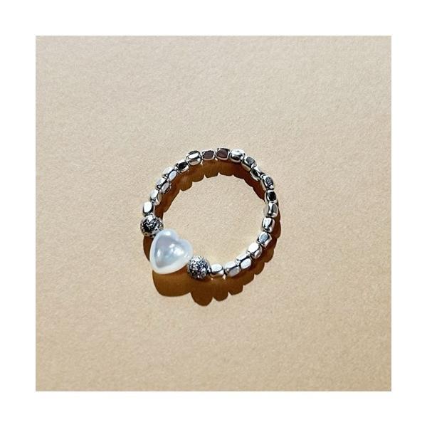 指輪 リング 「mastea」天然石ゴムリングシルバー/シェルハート(MA) レディース