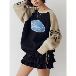 ニット セーター ラグランロゴルーズニット レディース