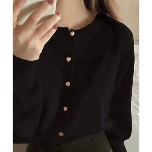 カーディガン ハートボタンカーディガン レディース