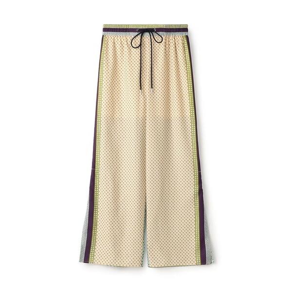 パンツ パネルプリント イージーストレートパンツ レディース