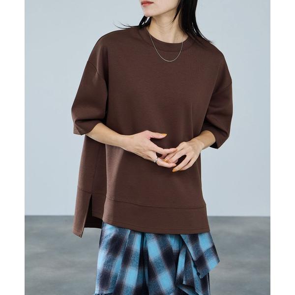 tシャツ milli de l'air  エアリエ ポンチ素材 五分袖Tシャツ レディース