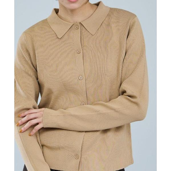 カーディガン milli de l'air  ソフトストレッチ ポロカーディガン レディース