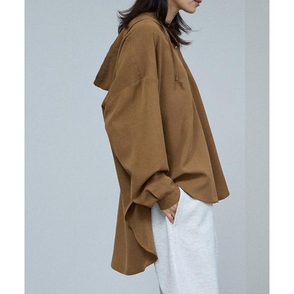 ブラウス シャツ milli de l'air ライトリンクルフーディシャツ レディース