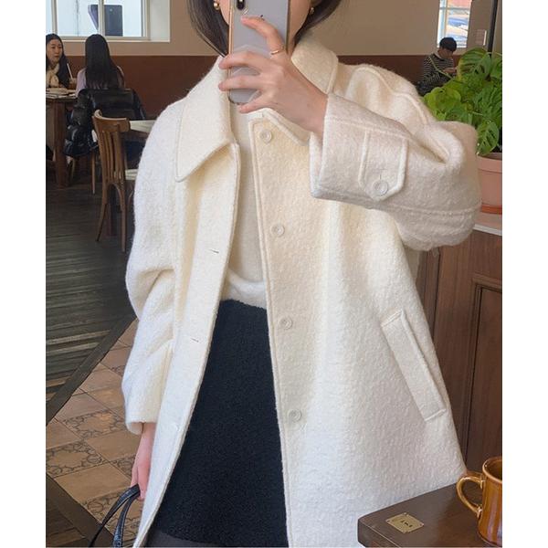 コート アウター ウールライク ショートジャケットコート レディース