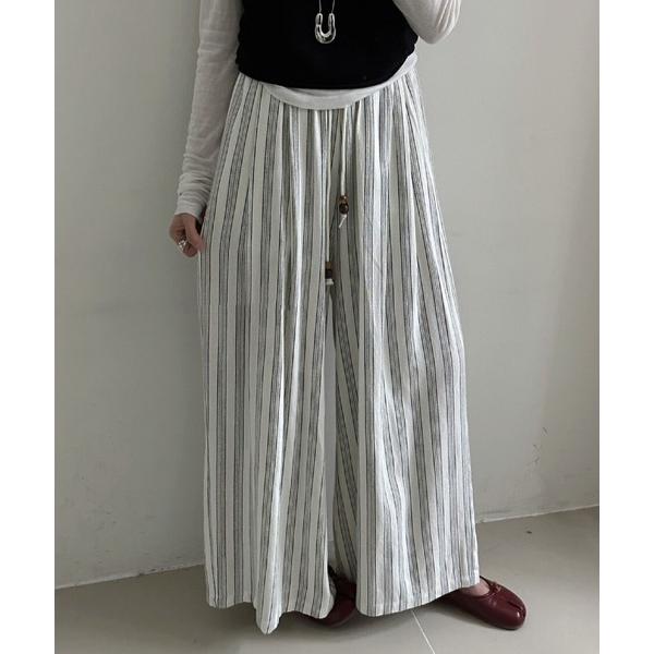 パンツ ストライプワイドパンツ レディース