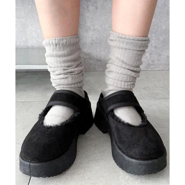 スリッポン WEGO/「25年秋冬新作」ムートンタッチメリージェーンシューズ レディース