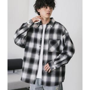 シャツ 新色追加 オーバーサイズレギュラーカラー長袖ネルシャツ チェック柄/オンブレチェック/無地 メンズ レディース