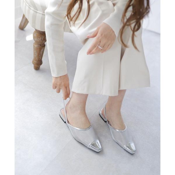 「SESTO」 フラットサンダル 24.5cm シルバー レディース