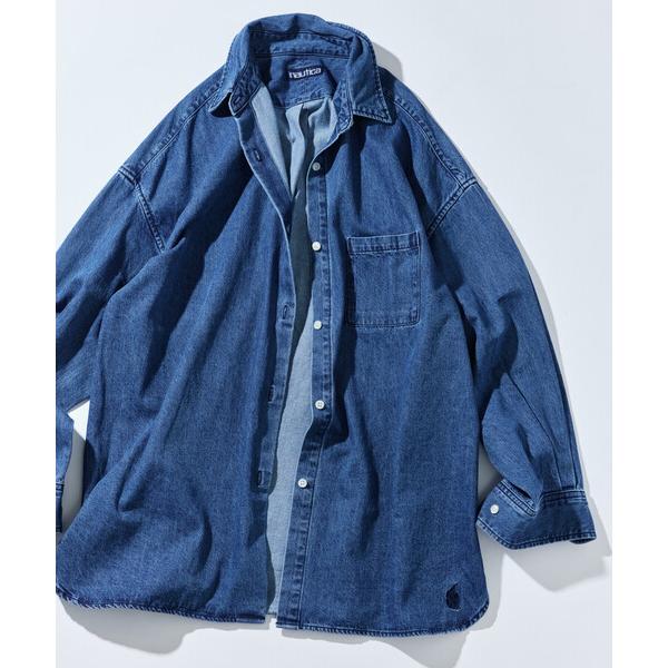 ブラウス シャツ NAUTICA/ノーティカ ヴィンテージライク デニムラウンドシャツ レディース