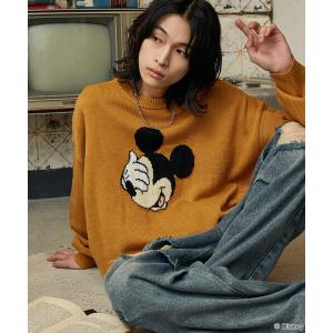 セーター ニット PUBLUX/パブリュクス 別注 MICKEY MOUSE FACE KNIT/ミッキーマウスジャガードニット(限定展開) メンズ