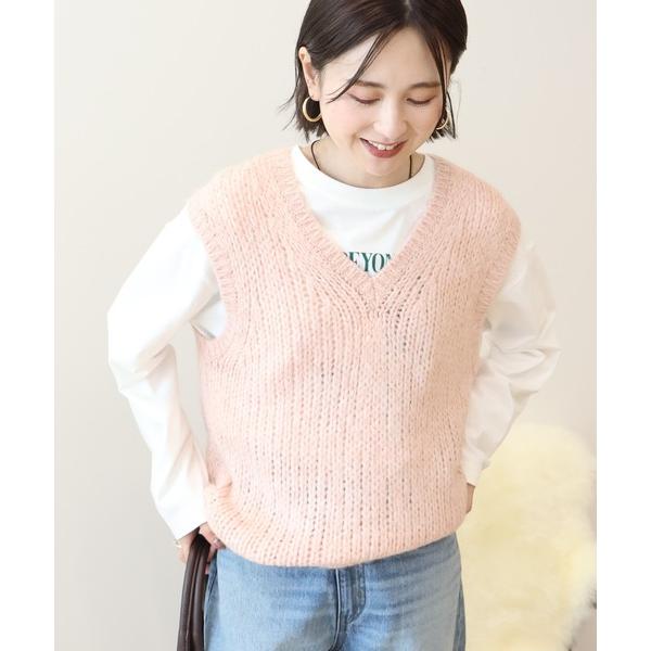 ベスト ジレ 「選べる丈」甘編みニットベスト レディース