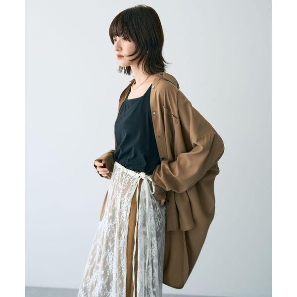 ブラウス シャツ バックギャザーロングシャツ レディース