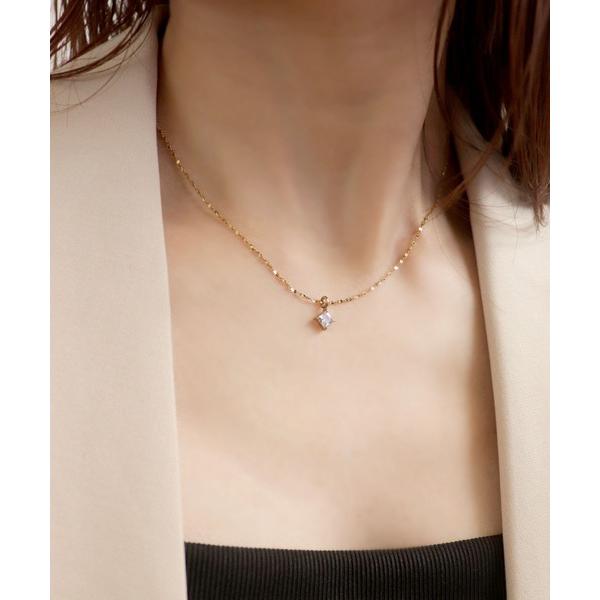 ネックレス 「 金属アレルギー対応 」一粒ビジューチタン ネックレス レディース