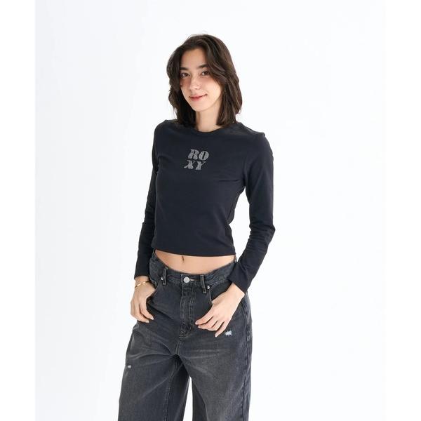 tシャツ SPARKLY /ロキシーラインストーンロゴタイト長袖ロンT レディース