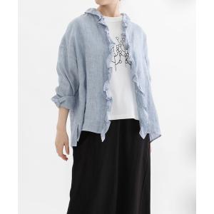 ブラウス シャツ リネンフリルシャツ レディース