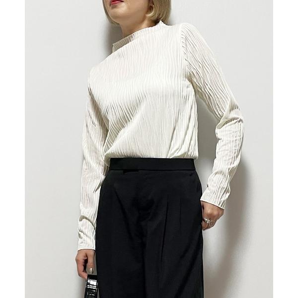 tシャツ ウェーブジャガード　ボトルネックロンT レディース