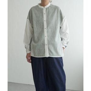ブラウス シャツ 異素材切り替えシャツ レディース