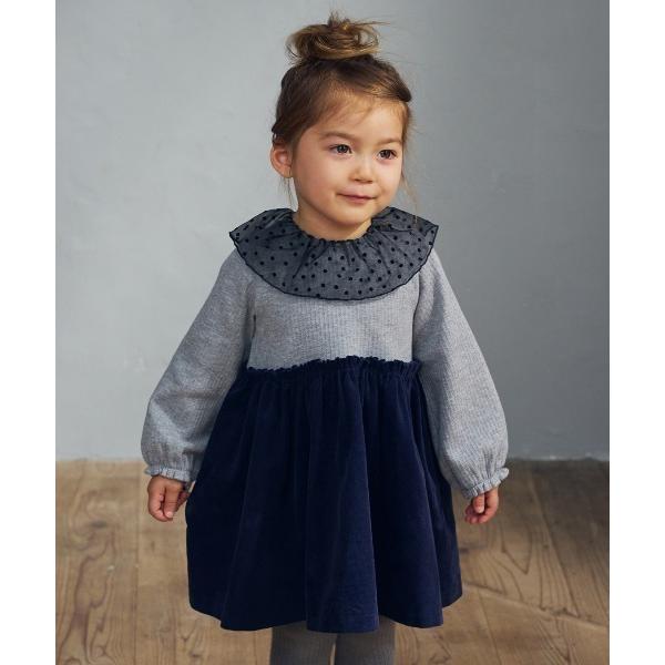 ワンピース 「10mois(ディモワ)」DOTフリルカラーワンピース 80・90・100cm キッズ...