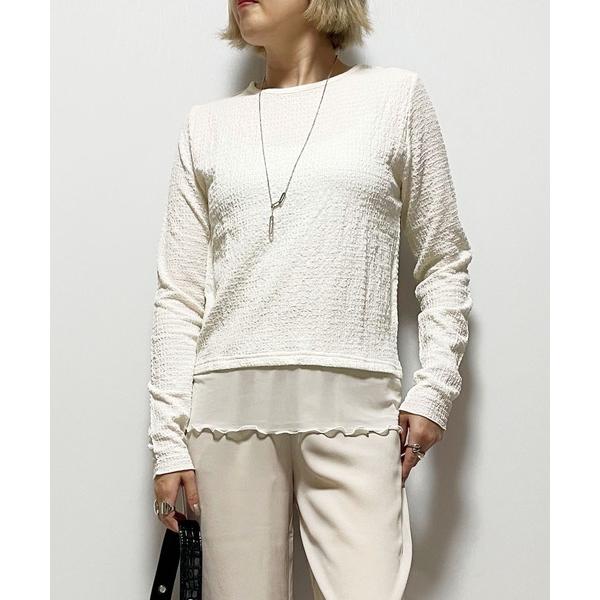 tシャツ シャーリング裾シアーロンT レディース