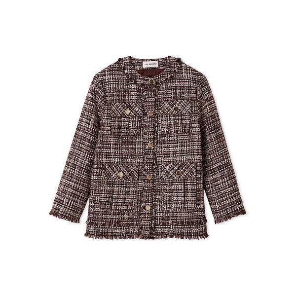 ジャケット ノーカラージャケット ノーカラーツイードジャケツト レディース