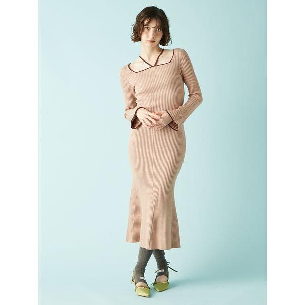 ワンピース デコルテデザインラメニット2wayワンピース