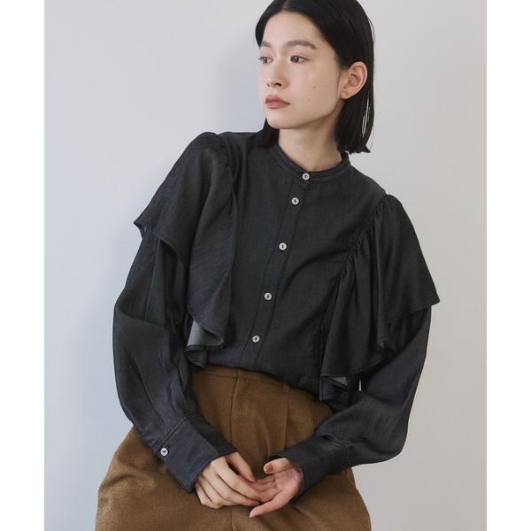 ブラウス シャツ テンセルデニム フリルシャツ レディース