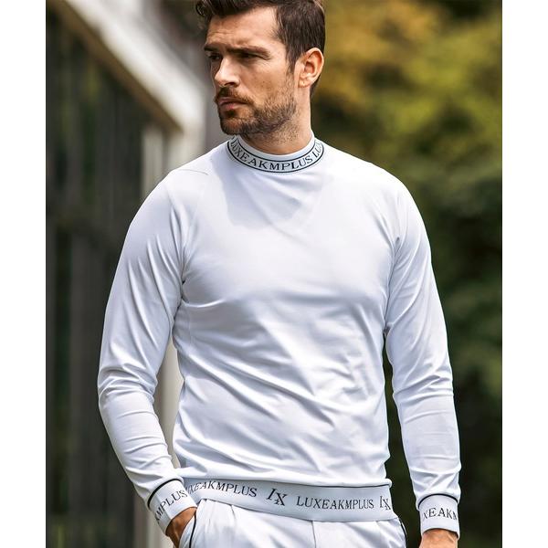 tシャツ LUXEAKMPLUS(リュクスエイケイエムプラス)ゴルフ ロゴ刺繍 ジャガードリブ ロン...