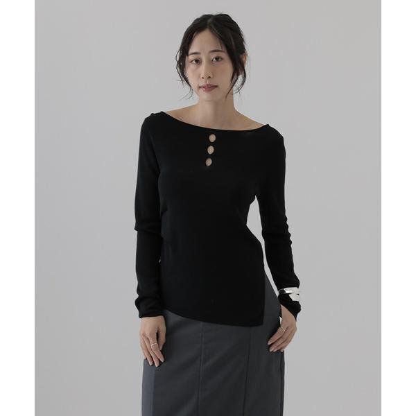 tシャツ front cut out rib tops レディース