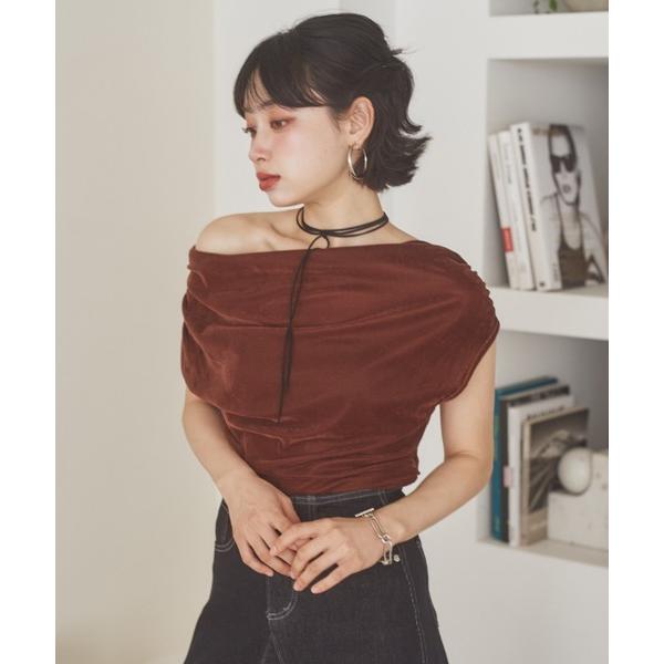 tシャツ velor drape side slit tops /ベロアドレープサイドスリットトップ...