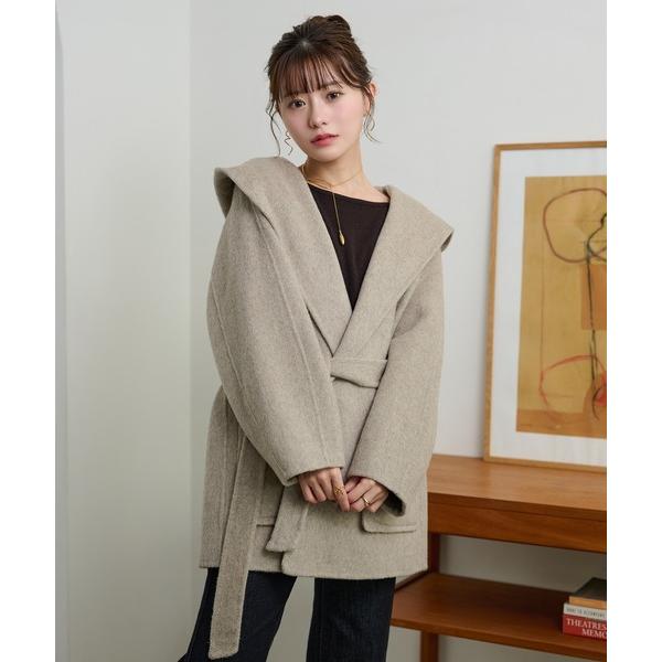 コート アウター cotton wool hooded middle coat /コットンウールフー...