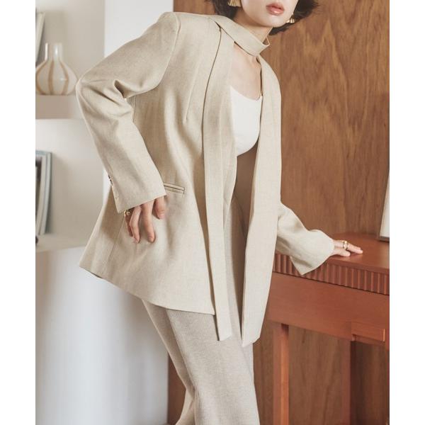 ジャケット ノーカラージャケット long tie no collar jacket /ロングタイノ...