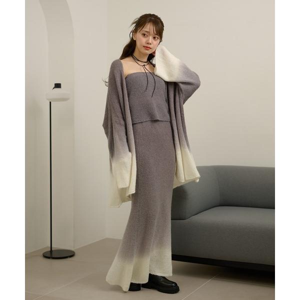 セットアップ gradation gown knit 3set up /配色グラデーションガウンニッ...
