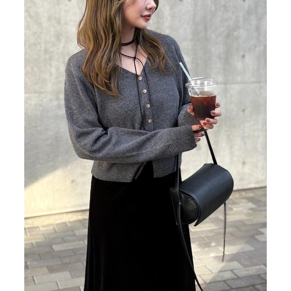 カーディガン wool v neck short knit cardigan /ウールVネックショー...