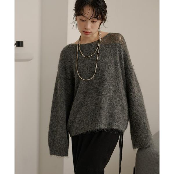 ニット セーター wool blend contrast knit /ウールブレンドコントラストデザ...