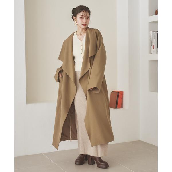 ステンカラーコート コート shawl collar belted long coat /ショールカ...