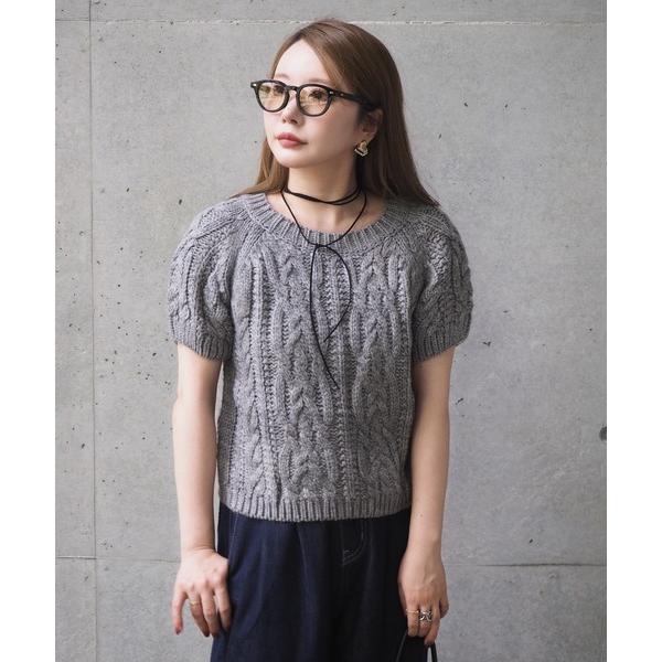 ニット セーター wool blend cable puff knit /ウールブレンドケーブル編み...