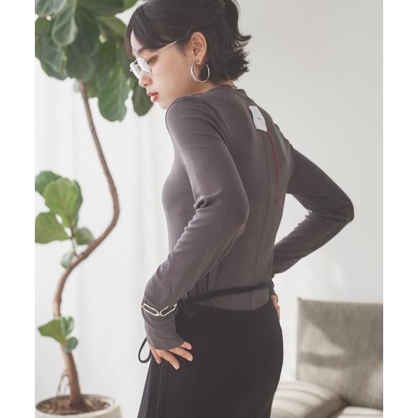 tシャツ back tag sheer tops /ウールブレンドバックタグシアートップス レディー...