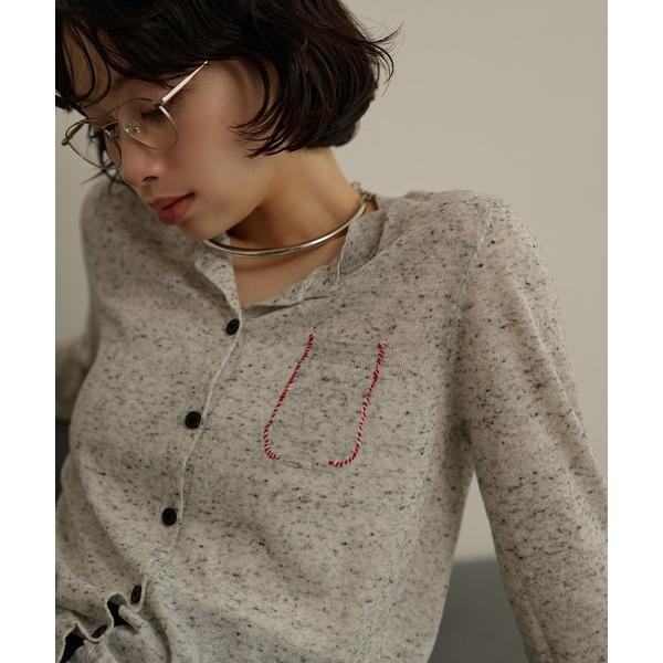 カーディガン color nap knit cardigan /クルーネックカラーネップニットカーデ...