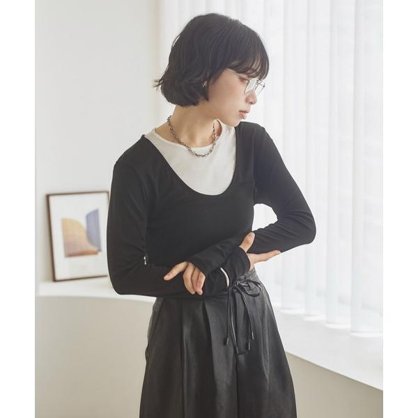 tシャツ wool blend layered tops /ウールブレンドレイヤードトップス レディ...