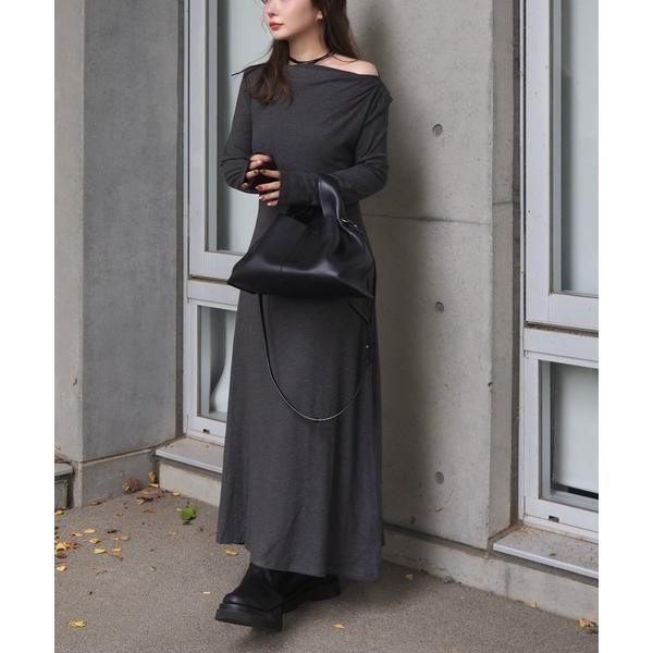 ワンピース off shoulder flare long dress /オフショルダーフレア長袖ロ...